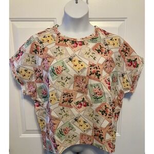 NEW Women's Coldwater Creek Gardening Flower Seeds Shirt PXL Petite XL Floral